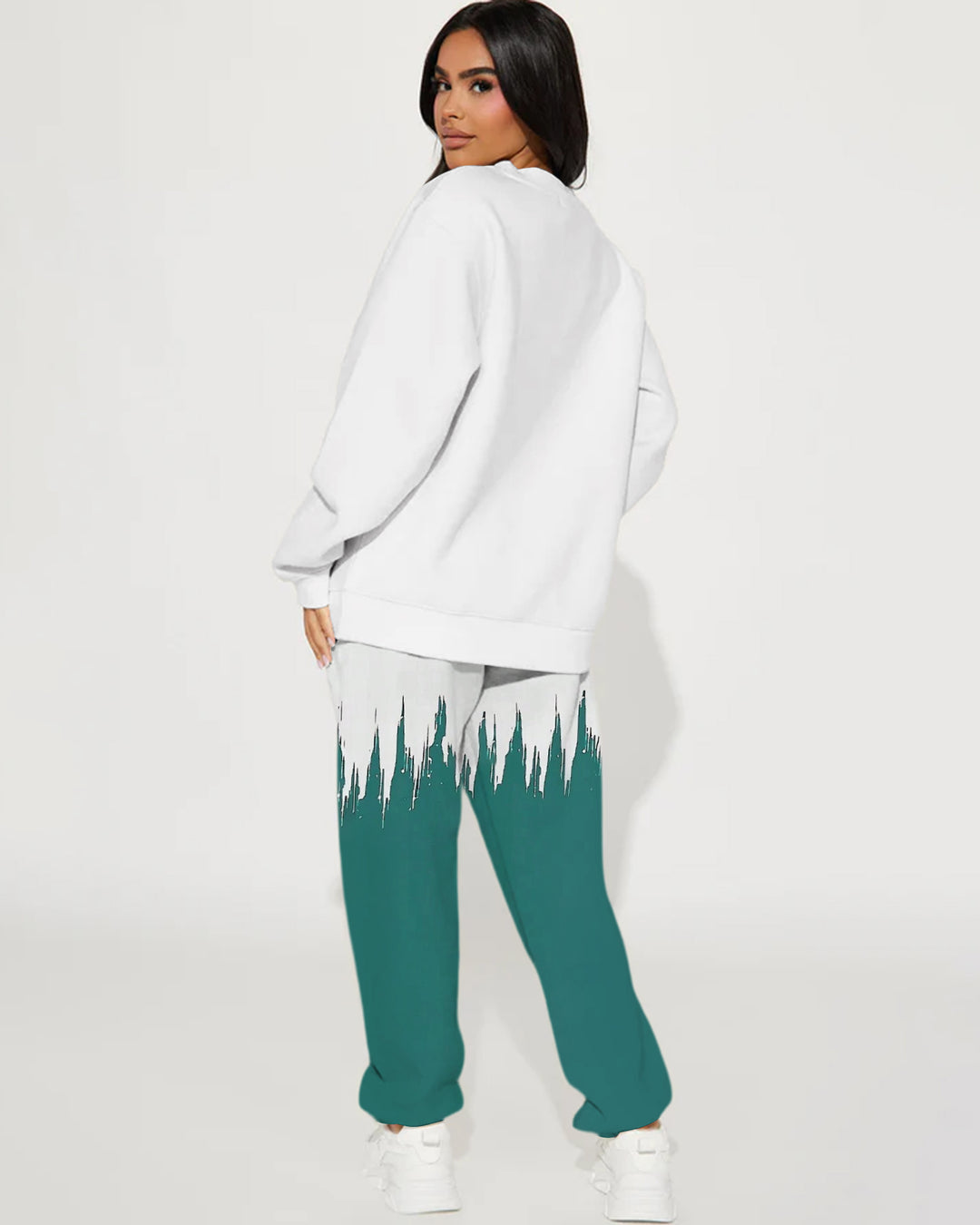 Hope Ripple Print Crew Neck Sweatshirt Two Pieces Set