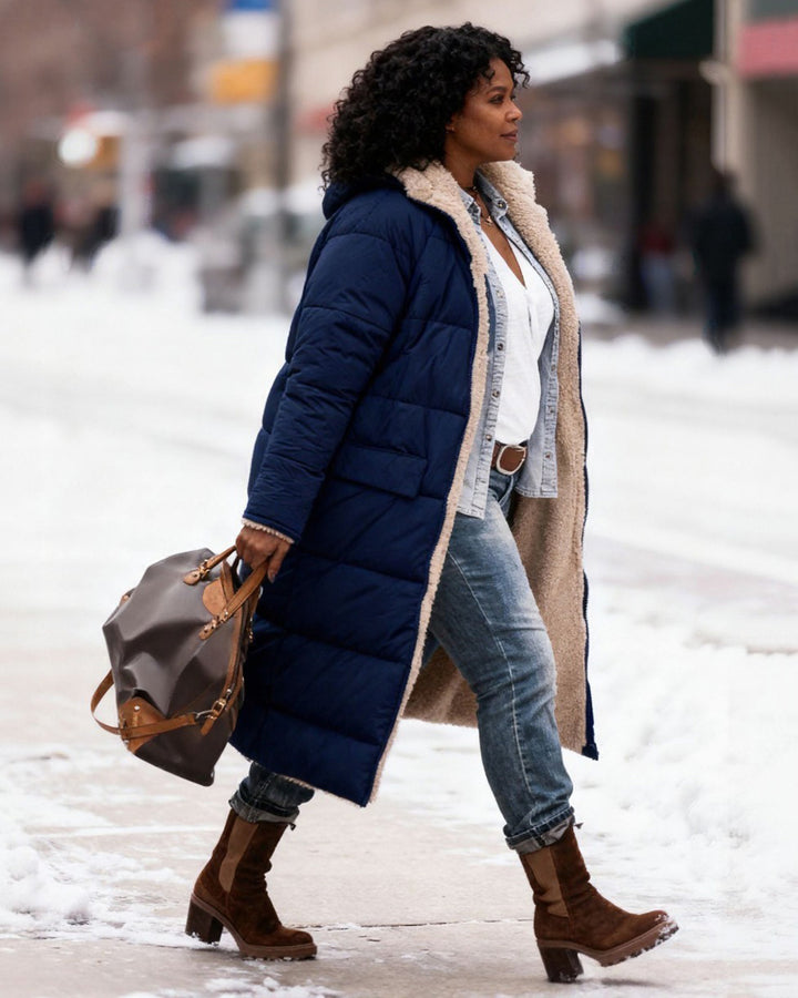 Warm Coat Hooded Coat Wool Collar Cotton Coat