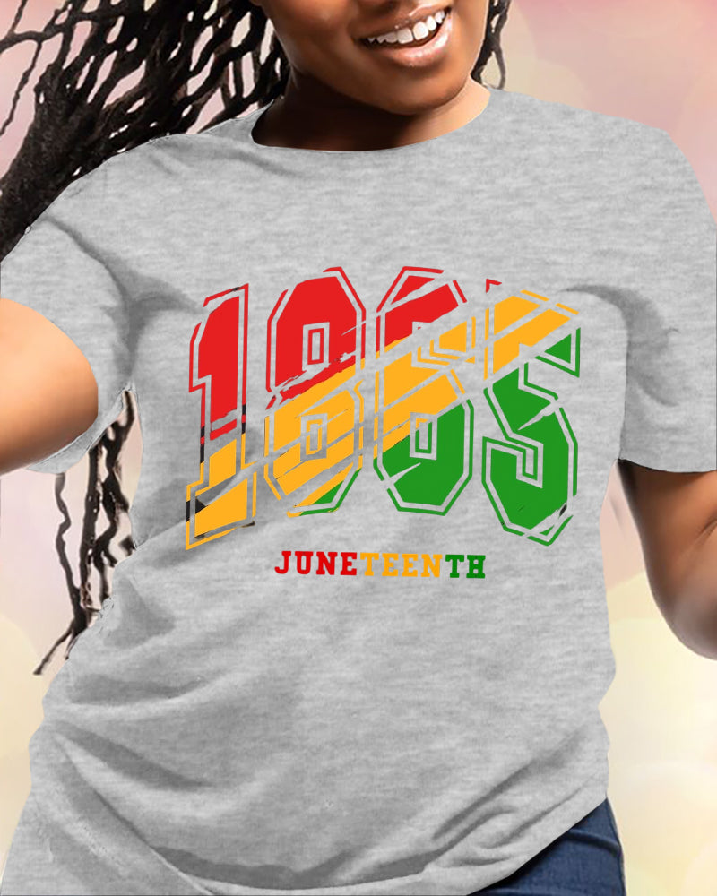 100% Cotton Juneteenth 1865 Graffiti Print Crew Neck Short Sleeve Tshirt