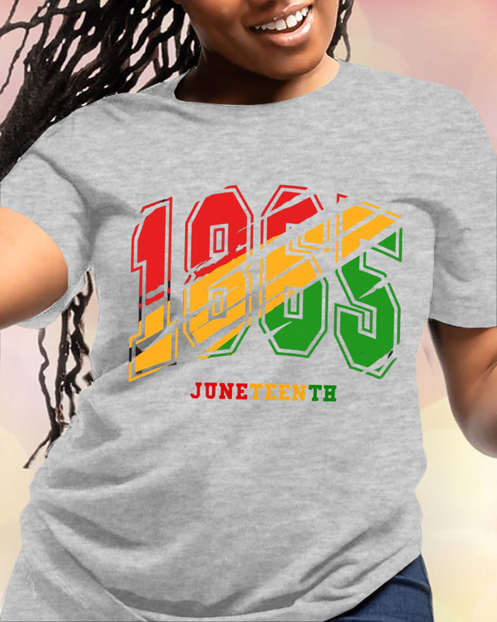 100% Cotton Juneteenth 1865 Graffiti Print Crew Neck Short Sleeve Tshirt