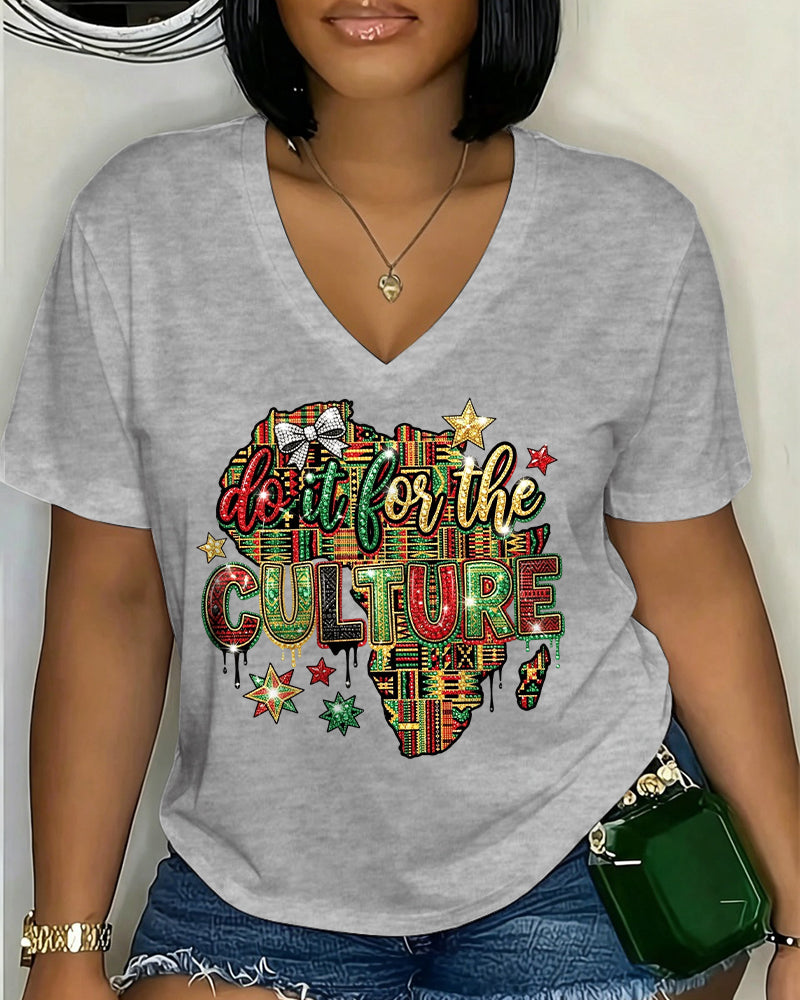 100% Cotton Do It for The Culture V Neck Short Sleeve Tshirt