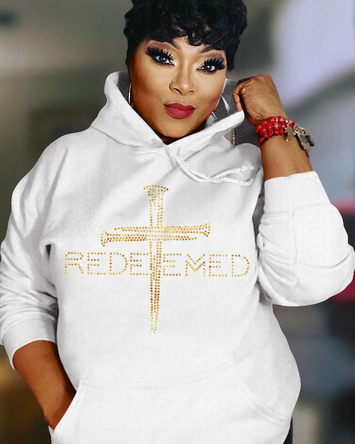 Redeemed Rhinestone Template Long Sleeve Hoodies