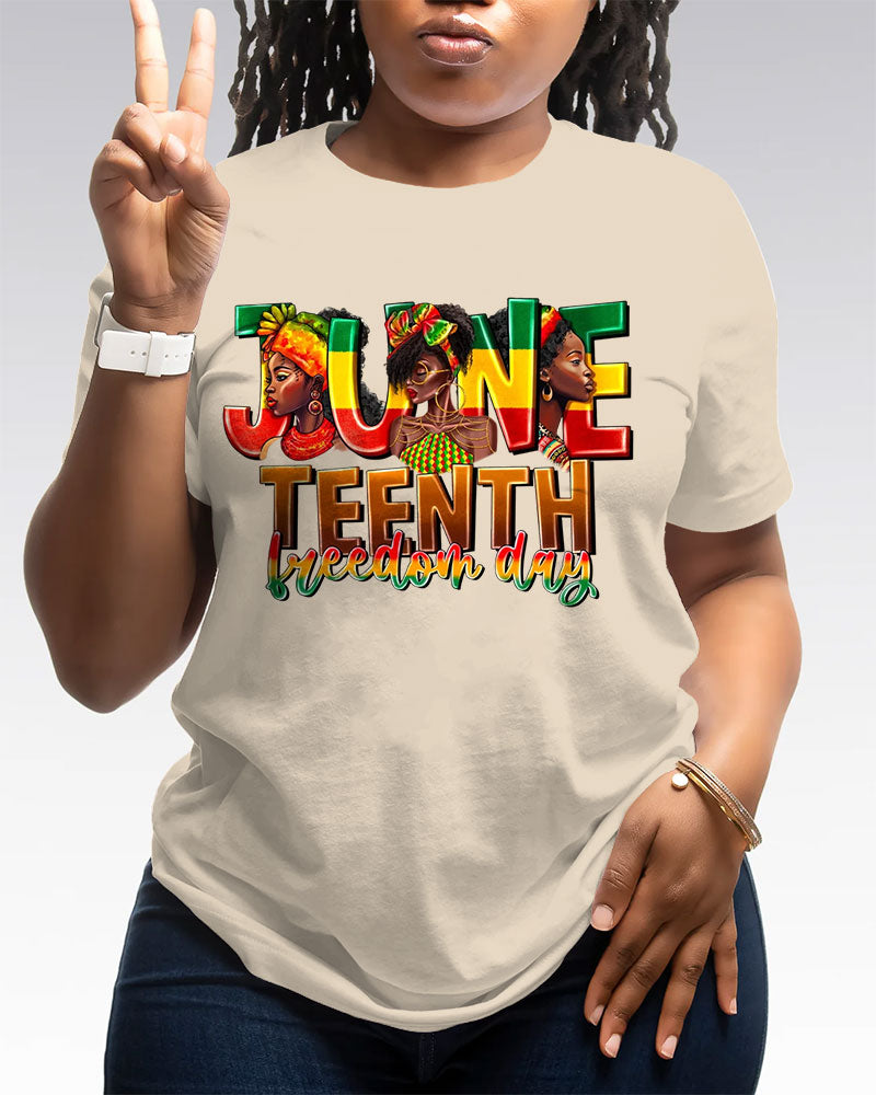 100% Cotton Juneteenth Freedom Day Crew Neck Short Sleeve Tshirt