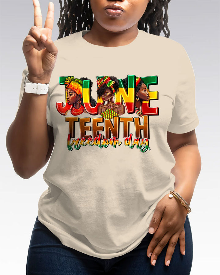 100% Cotton Juneteenth Freedom Day Crew Neck Short Sleeve Tshirt
