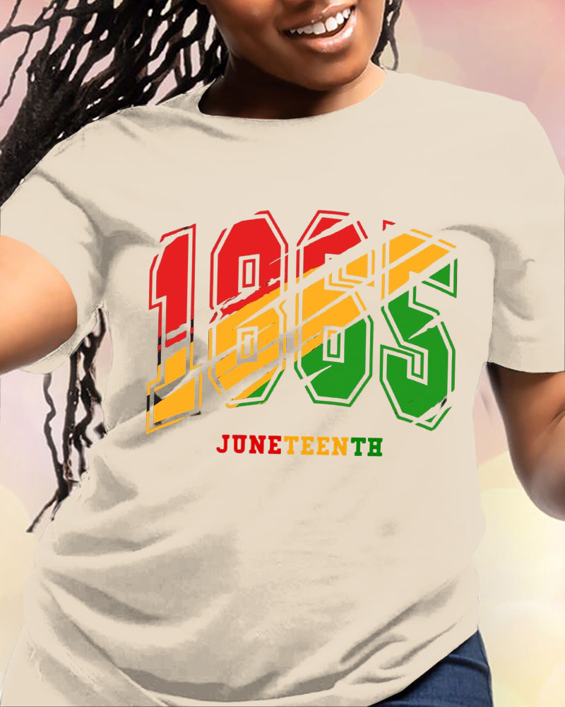 100% Cotton Juneteenth 1865 Graffiti Print Crew Neck Short Sleeve Tshirt