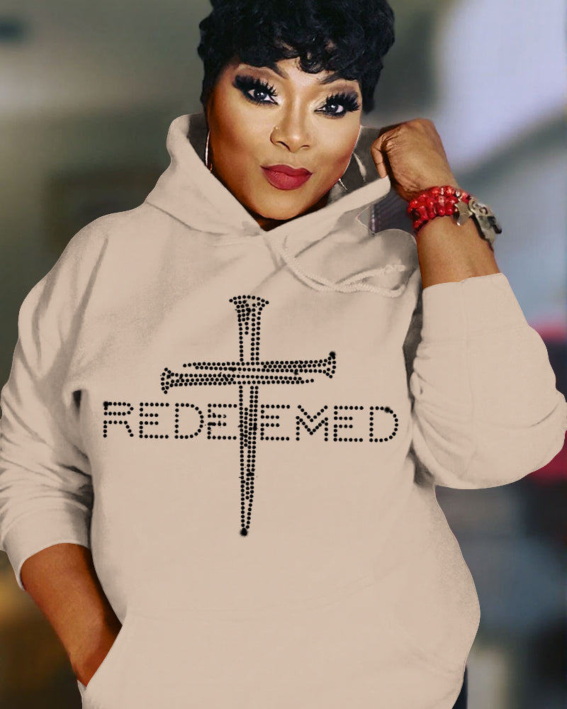 Redeemed Rhinestone Template Long Sleeve Hoodies