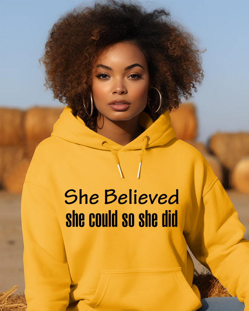 She Believed She Could She Did Print Long-sleeved Hoodies