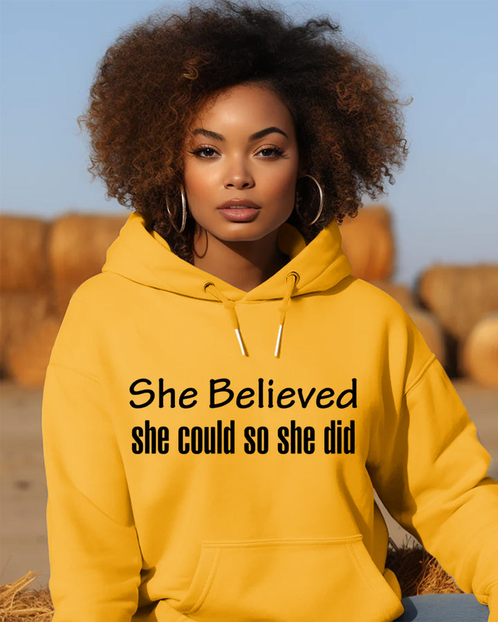 She Believed She Could She Did Print Long-sleeved Hoodies