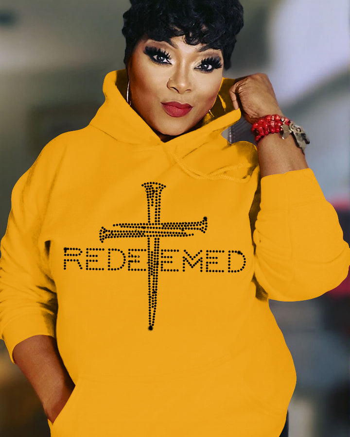 Redeemed Rhinestone Template Long Sleeve Hoodies