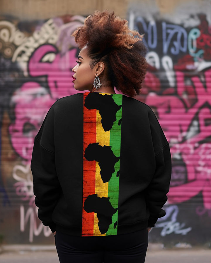 Reggae Striped African Map Long Sleeve Sweatshirt