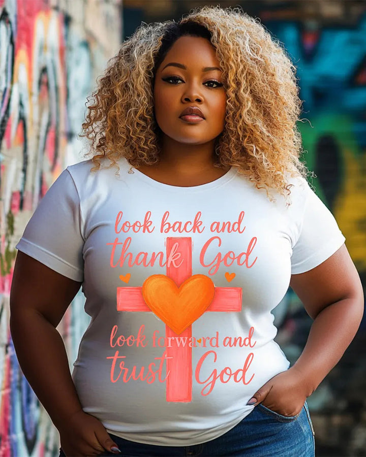 Faith Cross Heart Crew Neck Short Sleeve Cotton T-shirt