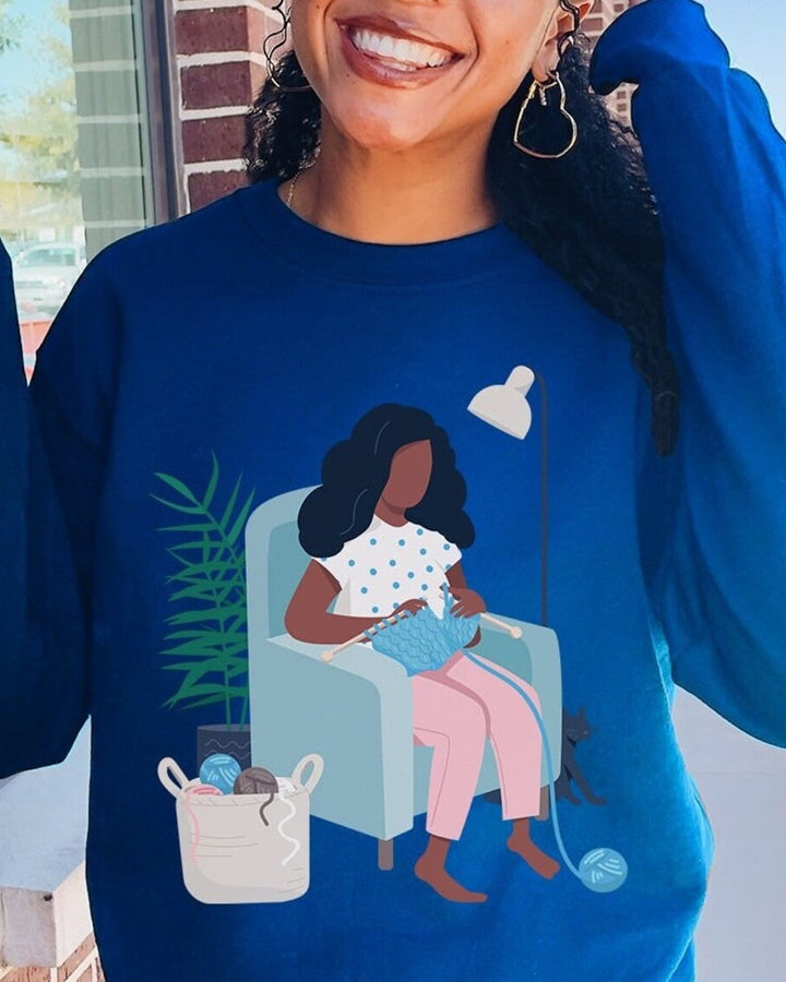 Black Women Knit Sweatshirt