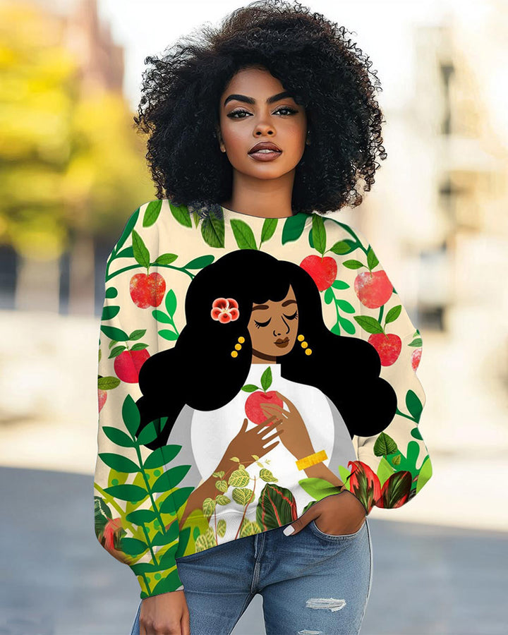 Apple Fruit Art Print Long Sleeve Sweatshirt