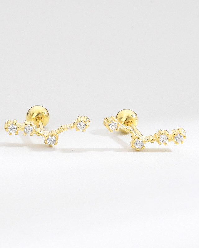 12 Constellations Gold Diamond Stud Earrings