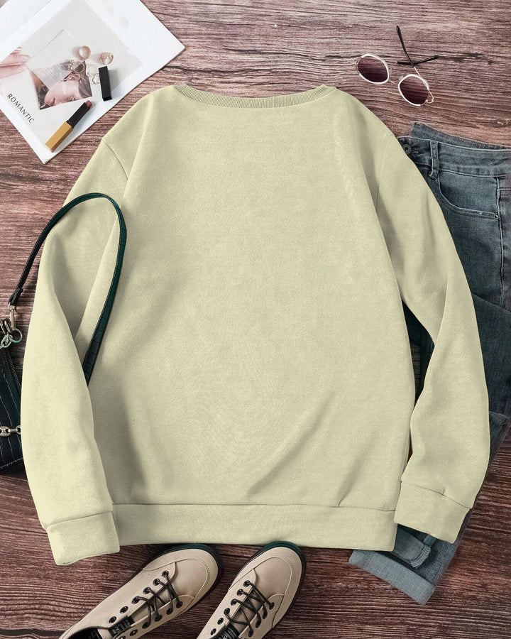 Keep Loving Girl Illustration Crewneck Long Sleeve Sweatshirt