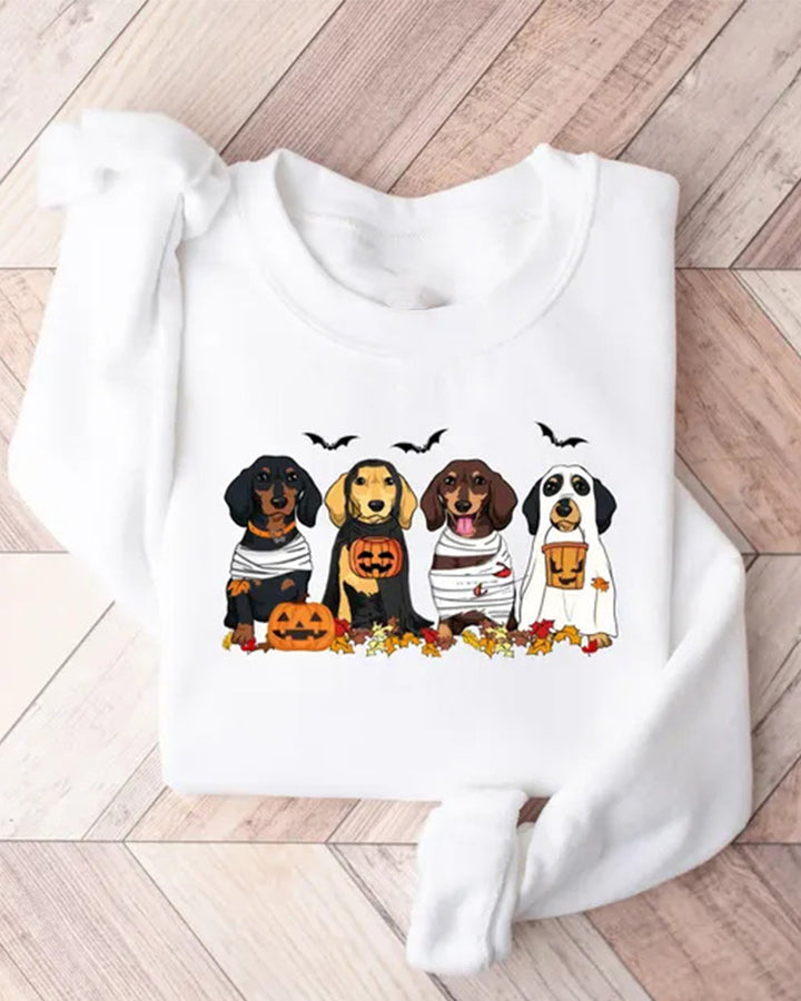 Halloween Dog Cotton Long Sleeve Sweatshirt