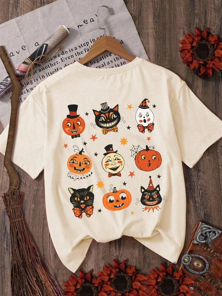 Halloween Cotton Crew Neck Short Sleeve T-shirt