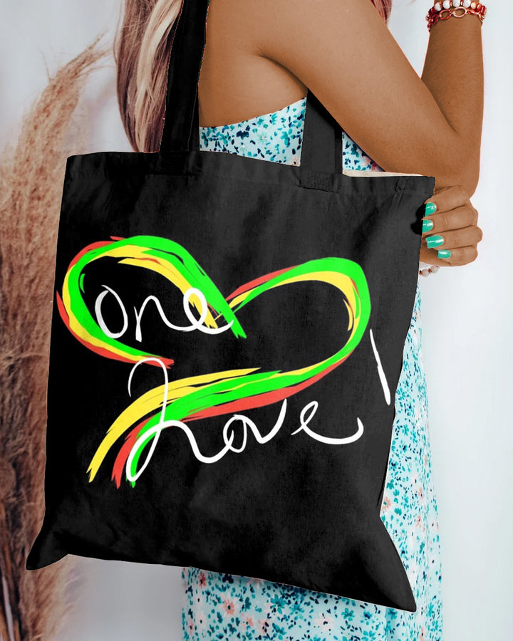 Reggae One Love Zipper Canvas Tote Bag
