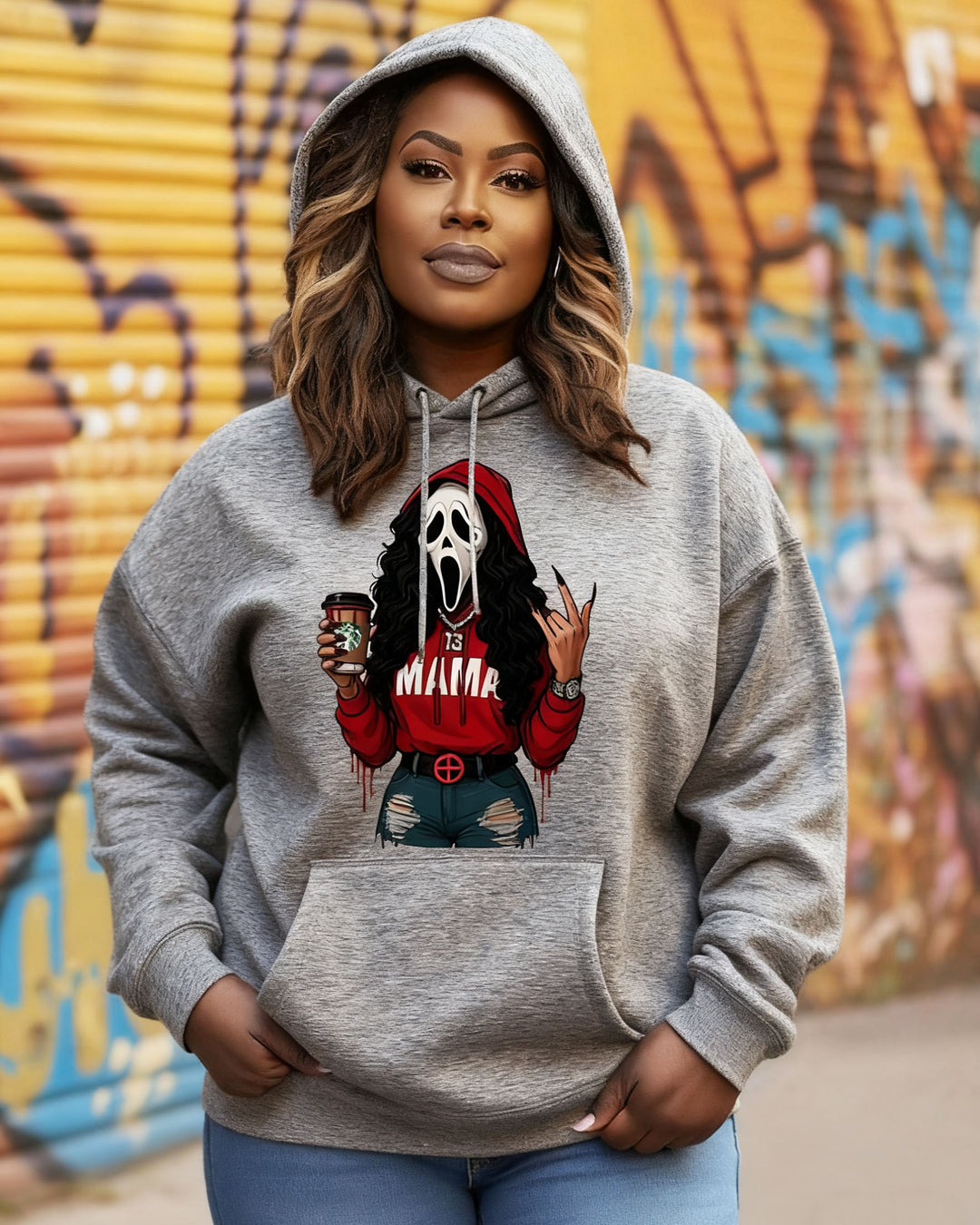 Halloween Horror Mama Ghost Cotton Long-sleeved Hoodies