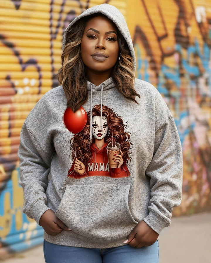 Hallowen Mom Drinking Coffee Cotton Long-sleeved Hoodies