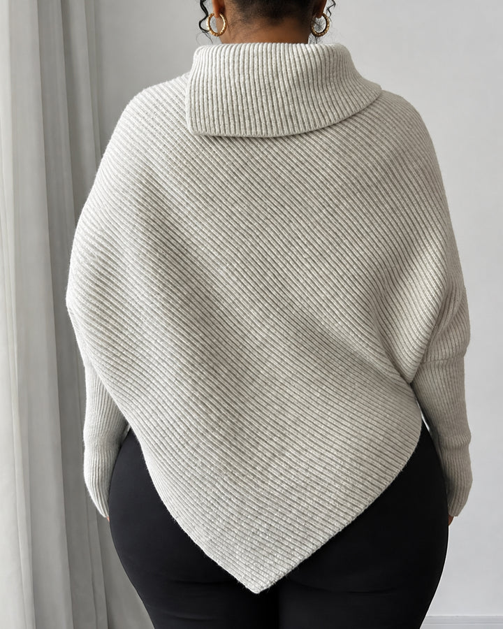 Women Asymmetric Hem Turtleneck Sweater