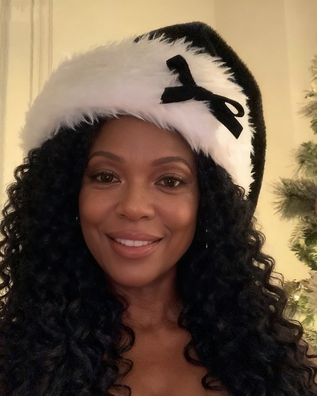 Plush Christmas Hat With Christmas Bow