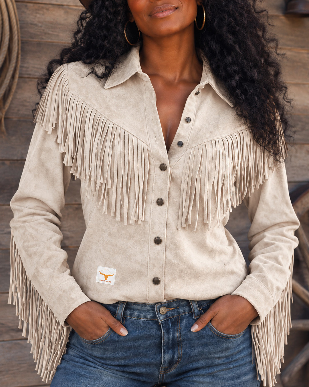 Women's Western Faux Suede Fringe Shirt