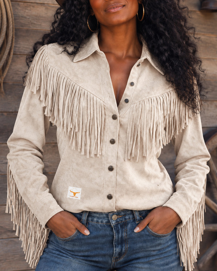 Women's Western Faux Suede Fringe Shirt
