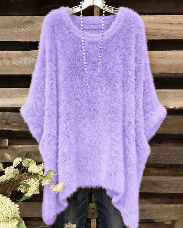 Crew Neck Plush Irregular Loose Top