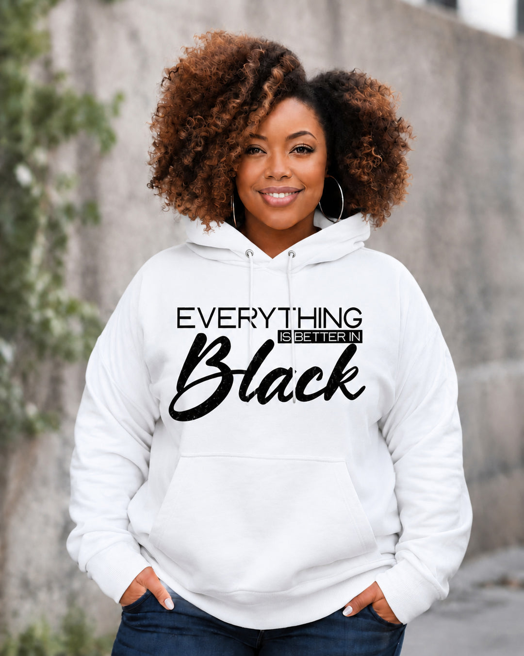 Women's Everything Is Better In Black Cotton Long Sleeve Hoodie