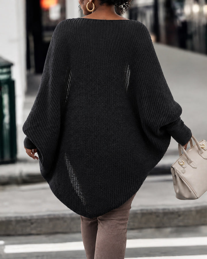 Chunky Knit Batwing Sleeve Open Front Cardigan