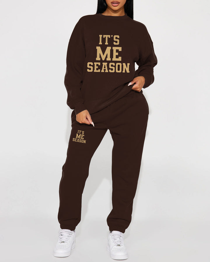 It's Me Season Crew Neck Sweatshirt Two Pieces Set