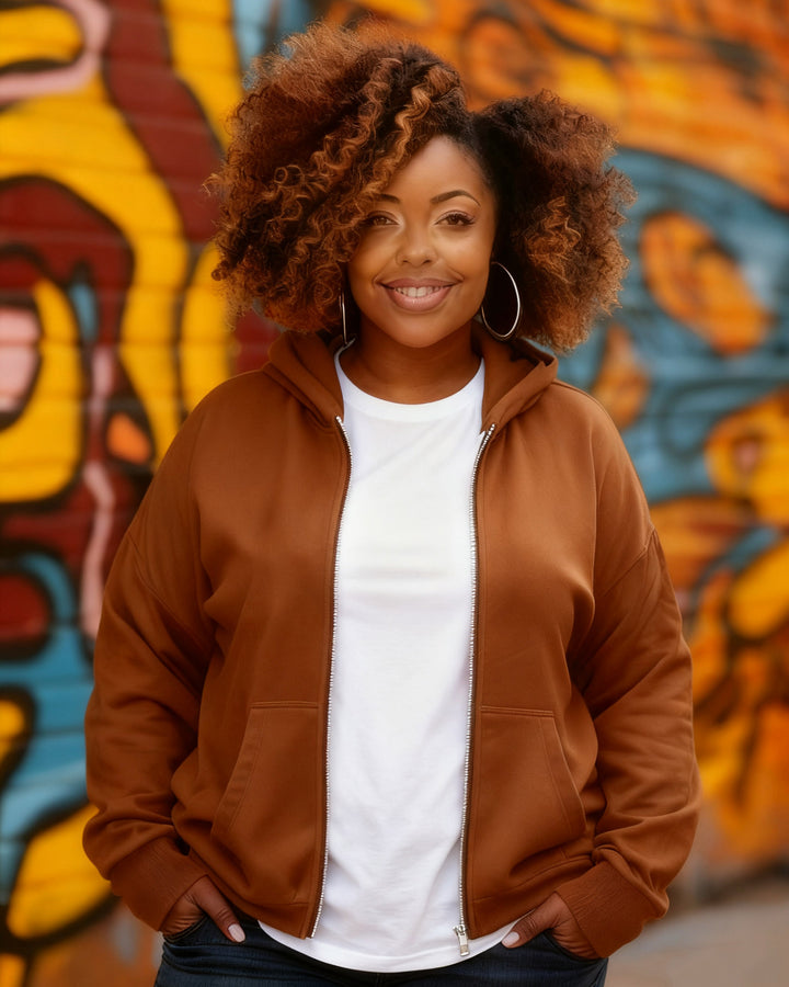 Solid Color Casual Long Sleeve Zip-Up Hoodies