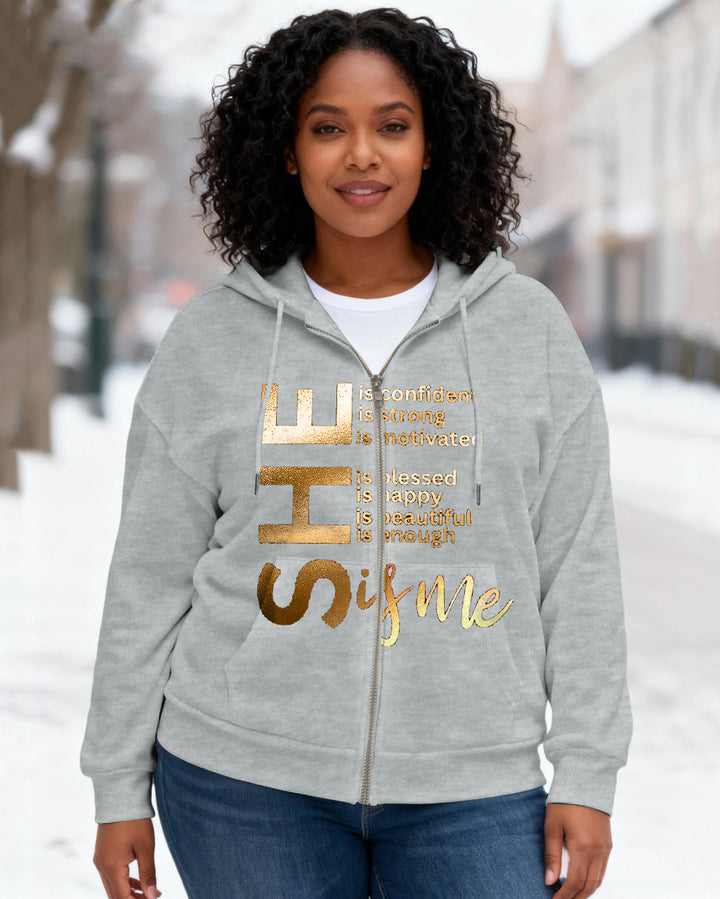 She Is Everything Long Sleeve Zip-Up Hoodies