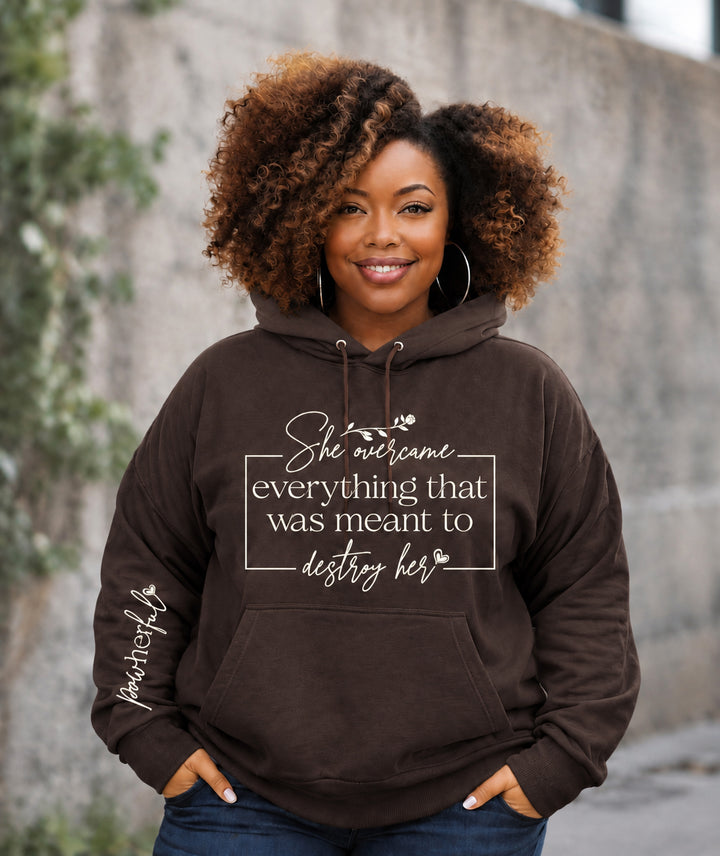 Women's She Overcame Everything Cotton Long Sleeve Hoodie
