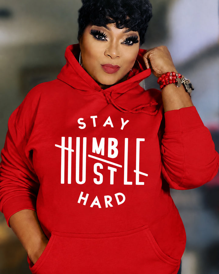 Stay Humble Hustle Hard Cotton Long Sleeve Hoodies