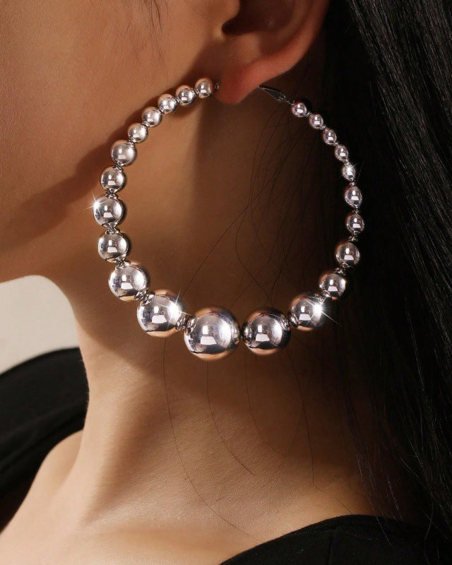 Elegant Large Pearl Hoop Earrings
