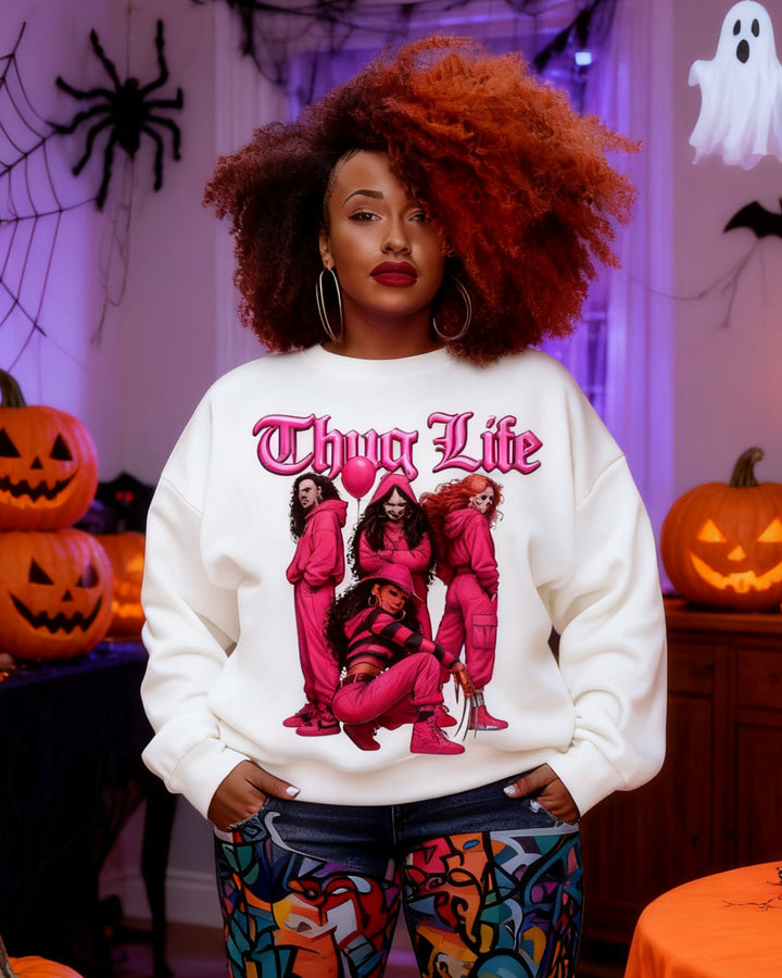 Halloween Thug Life Horror Friend Crewneck Long Sleeve Sweatshirt