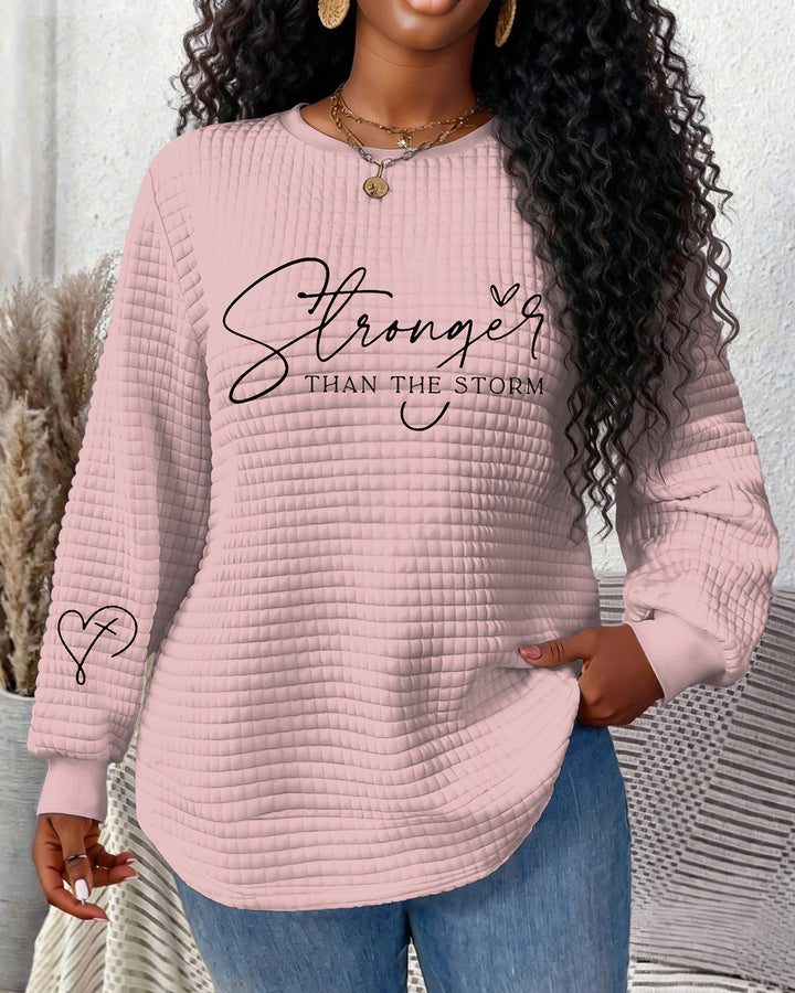 Strong Than The Storm Waffle Crewneck Long Sleeve Sweatshirt