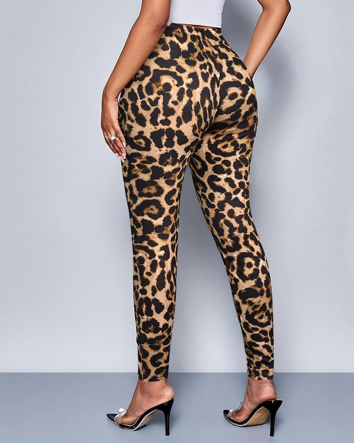 Classic Leopard Print Fitted Stretchy Leggings