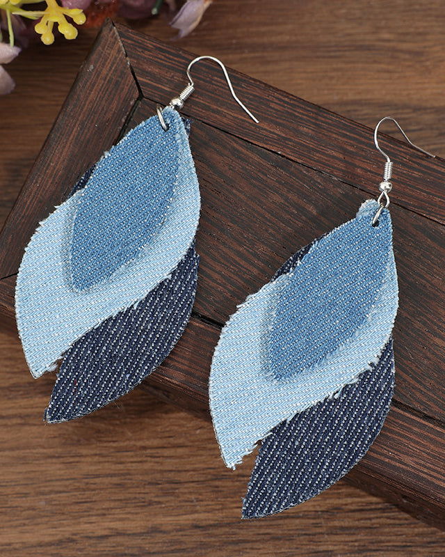 Denim-style Leaf Retro Earrings