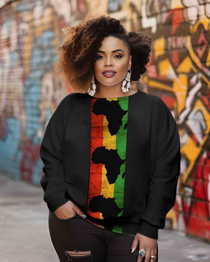 Reggae Striped African Map Long Sleeve Sweatshirt