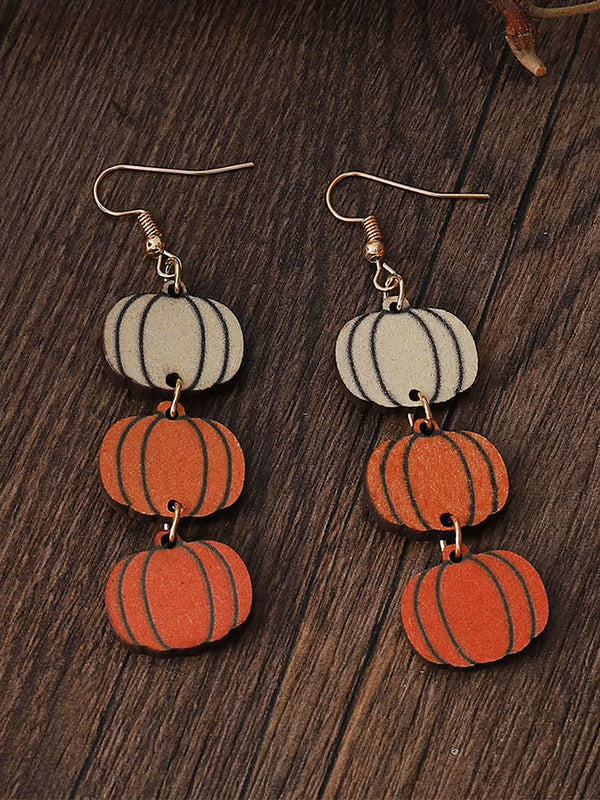 Women's Halloween Thanksgiving Pumpkin Wooden Earrings
