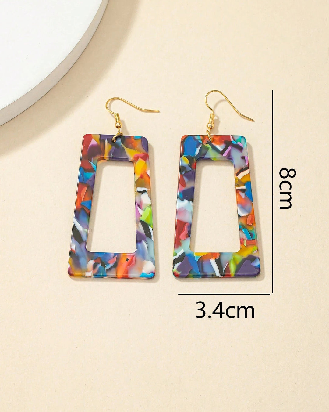 Cute Colorful Geometric Square Shaped Earrings