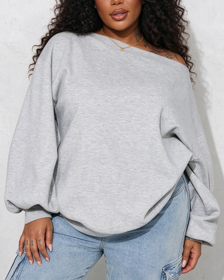 Women's Off Shoulder Lantern Long Sleeve Loose Sweatshirt