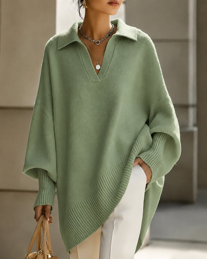 Lapel Pullover Loose Knit Sweater
