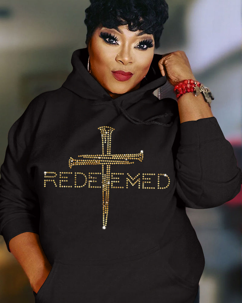 Redeemed Rhinestone Template Long Sleeve Hoodies