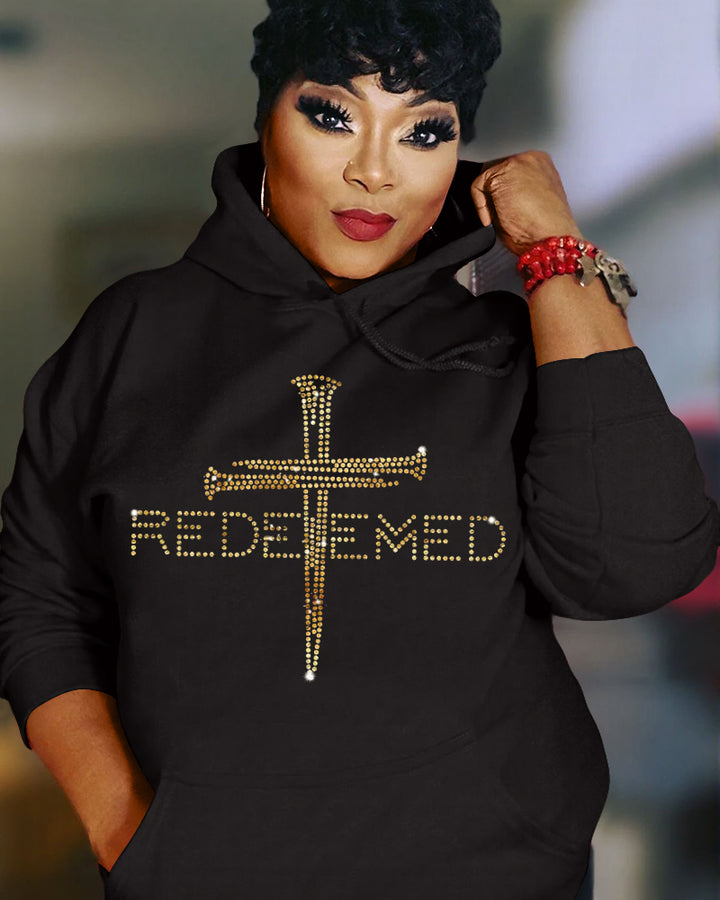 Redeemed Rhinestone Template Long Sleeve Hoodies
