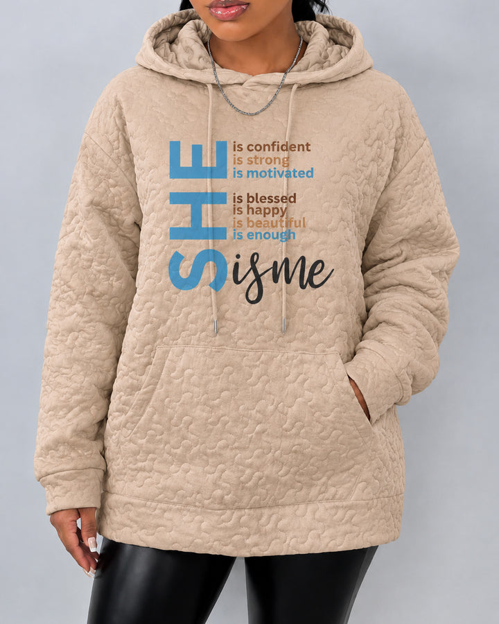 She Is Me Quilted Loose Hoodies