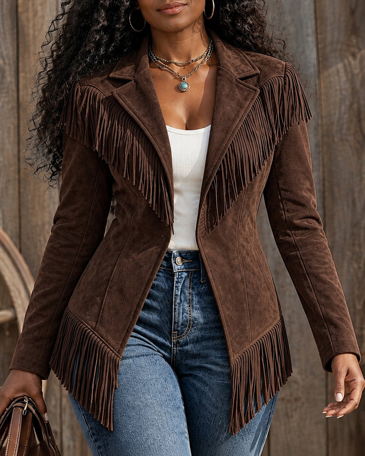 Women's Western Faux Suede Fringe Jacket